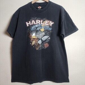 Vintage Harley-Davidson Shirt Mens XL Black John's 25th Anniversary 1996 90s